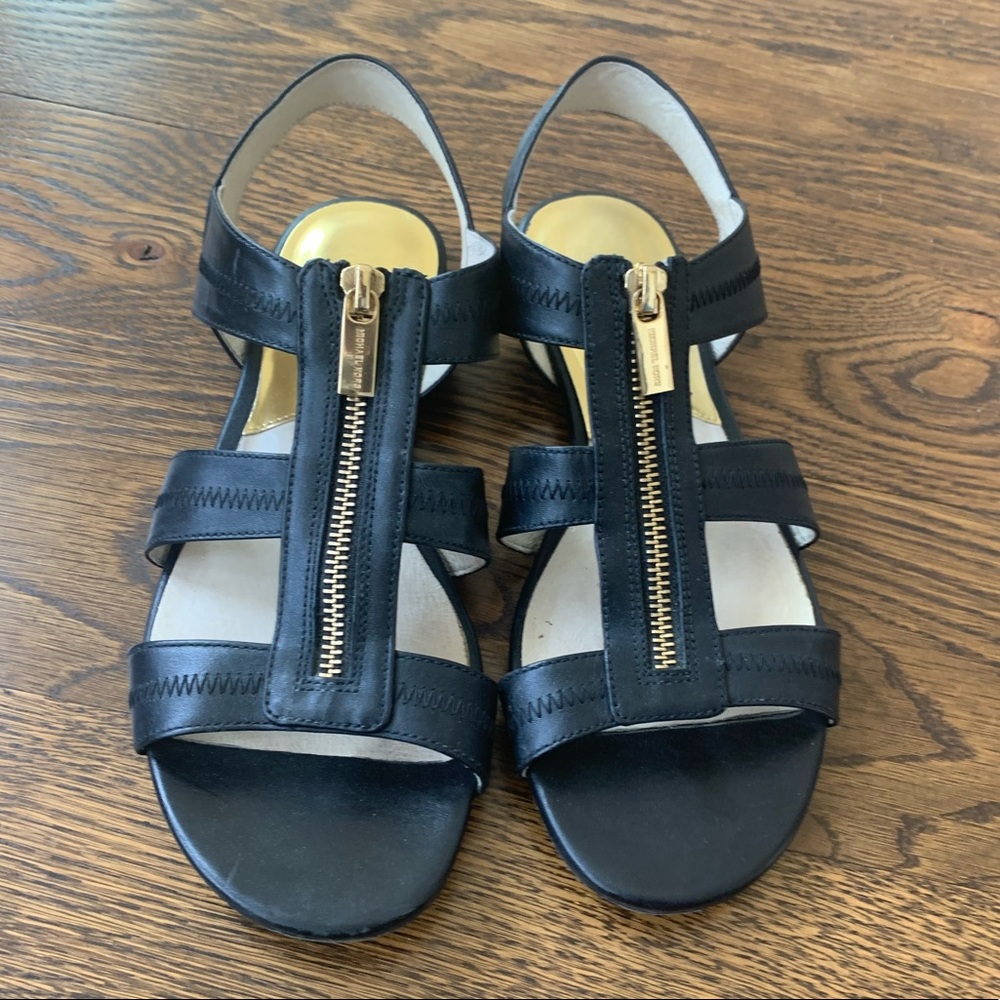Black Michael Kors Gladiator Zip Sandals